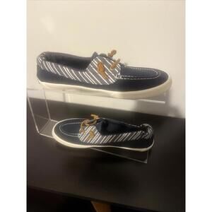 Sperry Top-Sider Lace Boat-loafer Women’s Size 10, Navy Blue/White Stripes